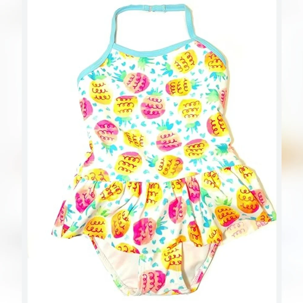 🎁 10/$25 pineapple one piece swimsuit, one piece, sz 4, with ruffle and halter